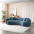 thumbnail image 4 of WILLIAMSPACE 101.4" Curved Sofa Cloud Couch, 5 Seat Comfy Teddy Fleece Boucle Fabric Deep Seat Leisure Sofa, Modern Half Moon Upholstered Couch with 4 Throw Pillows for Living Room, Blue, 4 of 7