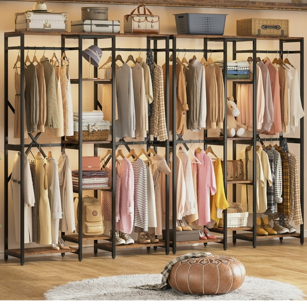 87 inch Heavy Duty Freestanding Clothes Rack with Shelves, Closet