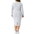 thumbnail image 3 of Vestido Plus Size Agnes Orinda para Mujeres Elegante Envoltura Cuello en V Manga Larga Con Abertura en la Espalda Vestido Midi con Cinturón 1X Gris Claro, 3 of 5