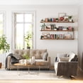thumbnail image 6 of Wallniture Forte 72" Long x 9.25" Deep Floating Wall Shelves, Book Shelves Wall Mount, Wooden Shelf for Living Room, Kitchen, Pantry and Office Decor, Set of 3, Burnt Finish, Real Wood, 6 of 9