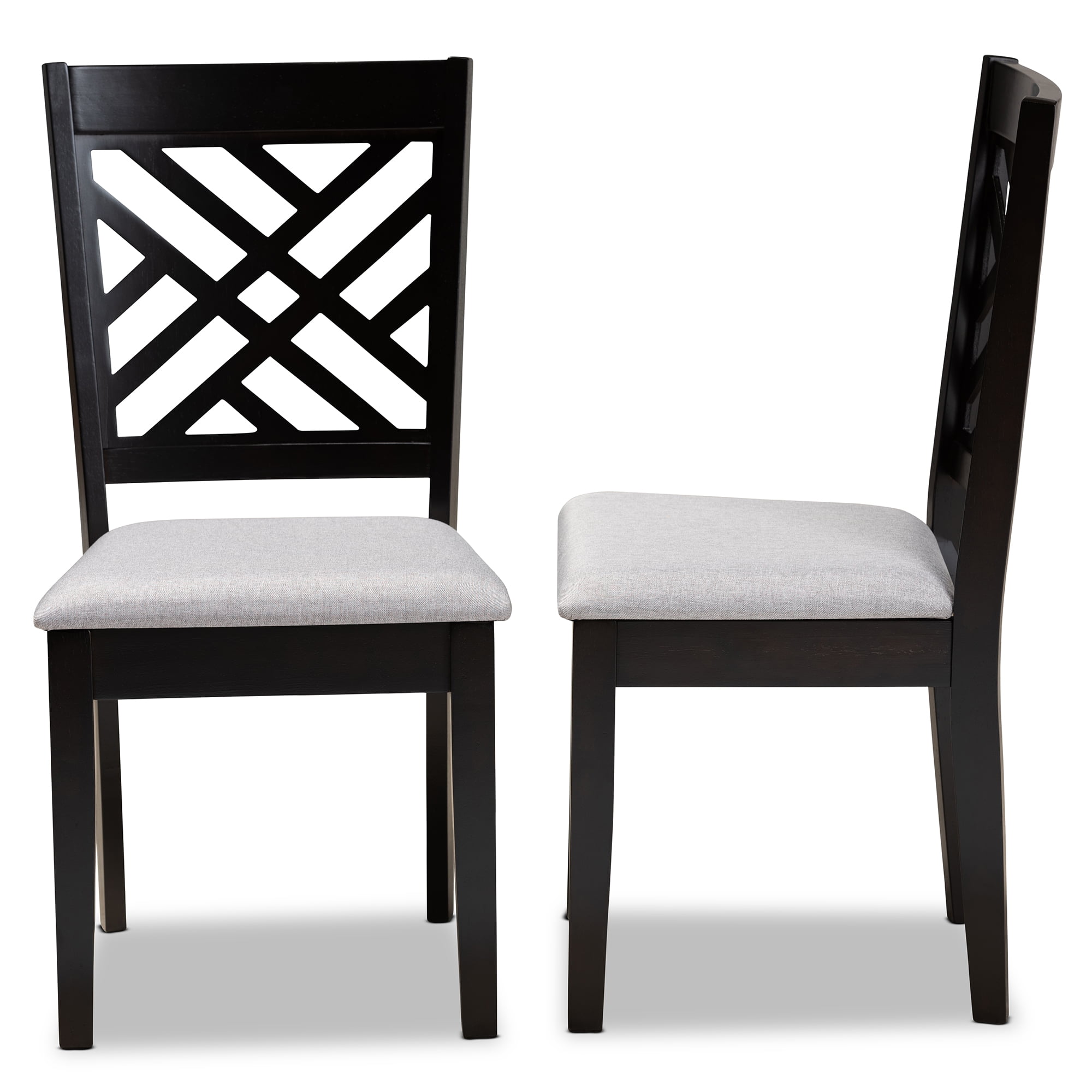 Baxton Studio Caron Modern and Contemporary Grey Fabric Upholstered Espresso Brown Finished Wood 2-Piece Dining Chair Set Set