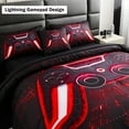 thumbnail image 6 of URBONUR 6Pcs Red Full Size Bed in a Bag for Kids Boys Teens Gamer Bedding Set Gaming Lightning Gamepad Print Black Comforter Sets with Sheet Sets(Red Full), 6 of 11