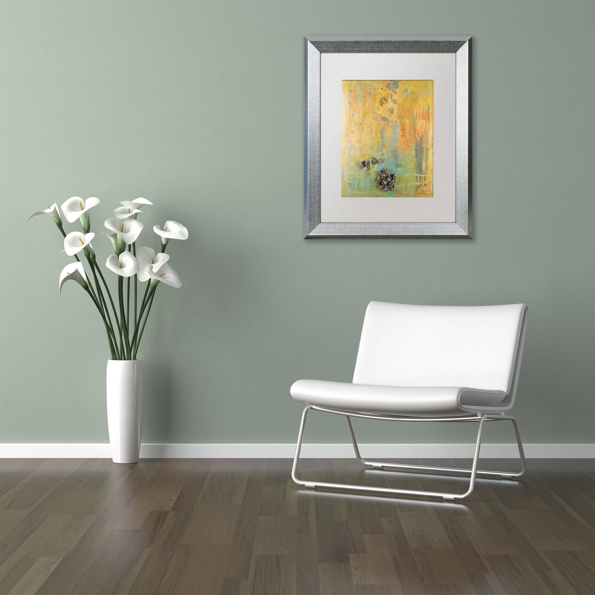 Trademark Fine Art "Tropical Island" Canvas Art by Pat Saunders-White, White Matte, Silver Frame