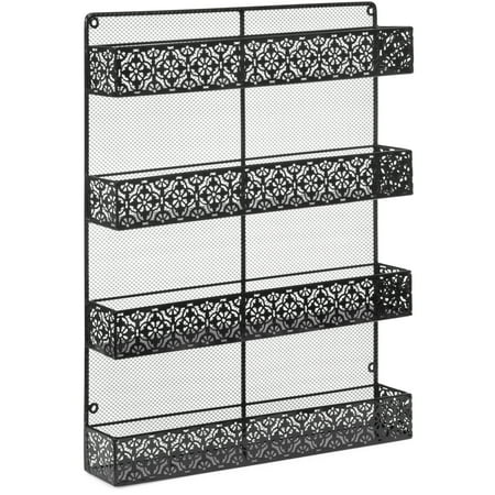 Pivoting Wall Mount Rack - Best Choice Products 4 Tier Large Wall Mounted Wire Spice Rack Organizer (Black)
