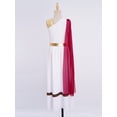 thumbnail image 4 of TiaoBug Kids Girls Roman Toga Dress One Shoulder Metallic Tunics Overlay Chiffon Shawls Maxi Gowns for Themed Parties Burgundy 12, 4 of 6
