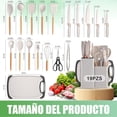 thumbnail image 2 of Utensilios de Cocina de Silicona, 19 Piezas Juego de Utensilios de Cocina Antiadherentes con Mango Resistente al Calor, Juego de Cucharas para Cocinar Incluyendo Accesorios Cocina Blanco, 2 of 4