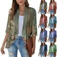 thumbnail image 7 of JULMCOMO 4x Plus Size Summer Cardigan 3/4 Sleeve Light Weight Cardigan Women Lightweight Open Front Shrug Cardigan Solid Color Dressy Casual Soft Floral Cardigan, 7 of 7
