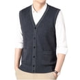 thumbnail image 5 of successthop Wool Sweaters for Men Cardigan Sleeveless V Neck Tops Button Up Knitwear Light Solid Fall Casual Clothes, 5 of 7