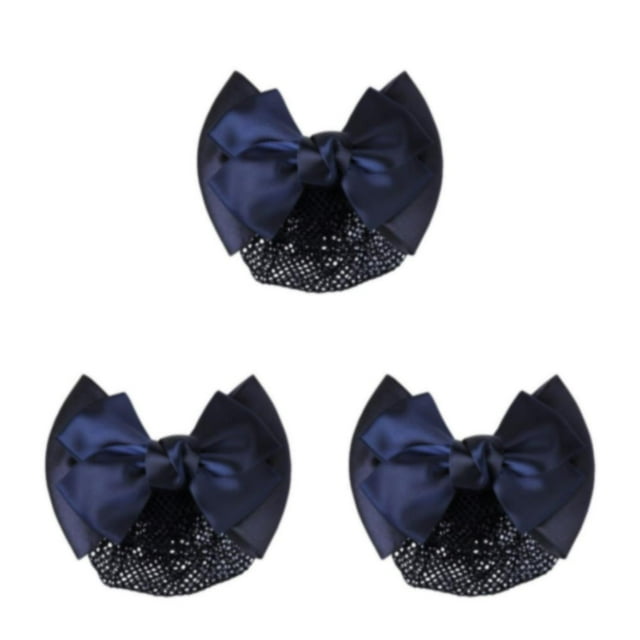 Guardoinrt Filet à Cheveux à Grand Application avec Nœud pour une Apparence Chic et Professionnelle Bons Cadeaux Filet Fin Bleu Ensemble de 3