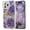 Purple, variant on Phone Case for iPhone 14 Case for Women Girls, Cute Colorful Retro Oil Painting Flower Floral Design with Shiny Bling Diamonds Camera Cover Silicone Shockproof Protective
