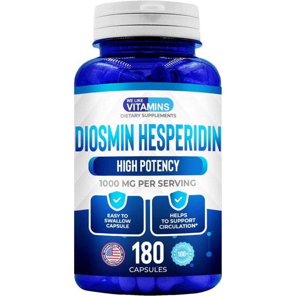 We Like Vitamins Diosmin Hesperidin Supplement Circulation Support Lymphatic Drainage 180 Capsules