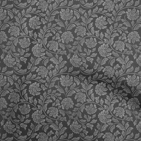 oneOone Viscose Chiffon Dark Gray Fabric Asian Batik Floral Dress Material Fabric Print Fabric By The Yard 42 Inch Wide