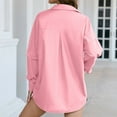 thumbnail image 4 of JNGSA Women's Classic-Fit Button-Down Shirts Loose Lapel Long-Sleeve Shirts Solid Color Business Casual Dressy Blouse Pink M, 4 of 4