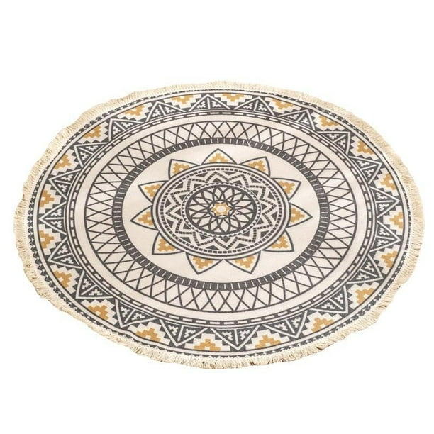 Deepwonder Cotton Round Area Rugs 3 Ft Machine Washable Chic Bohemian Mandala Printed Rug With Tassels Woven Throw Carpet For Bedroom Living Room Com Tassels Woven Throw Rug Carpet, Round Rug 3 Ft
