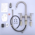 thumbnail image 6 of Wowow 8 Inch Centerset Bridge Kitchen Faucet with Pull Down 3 Function Sprayer and 360° Swivel Spout, Brushed Nickel, 6 of 8