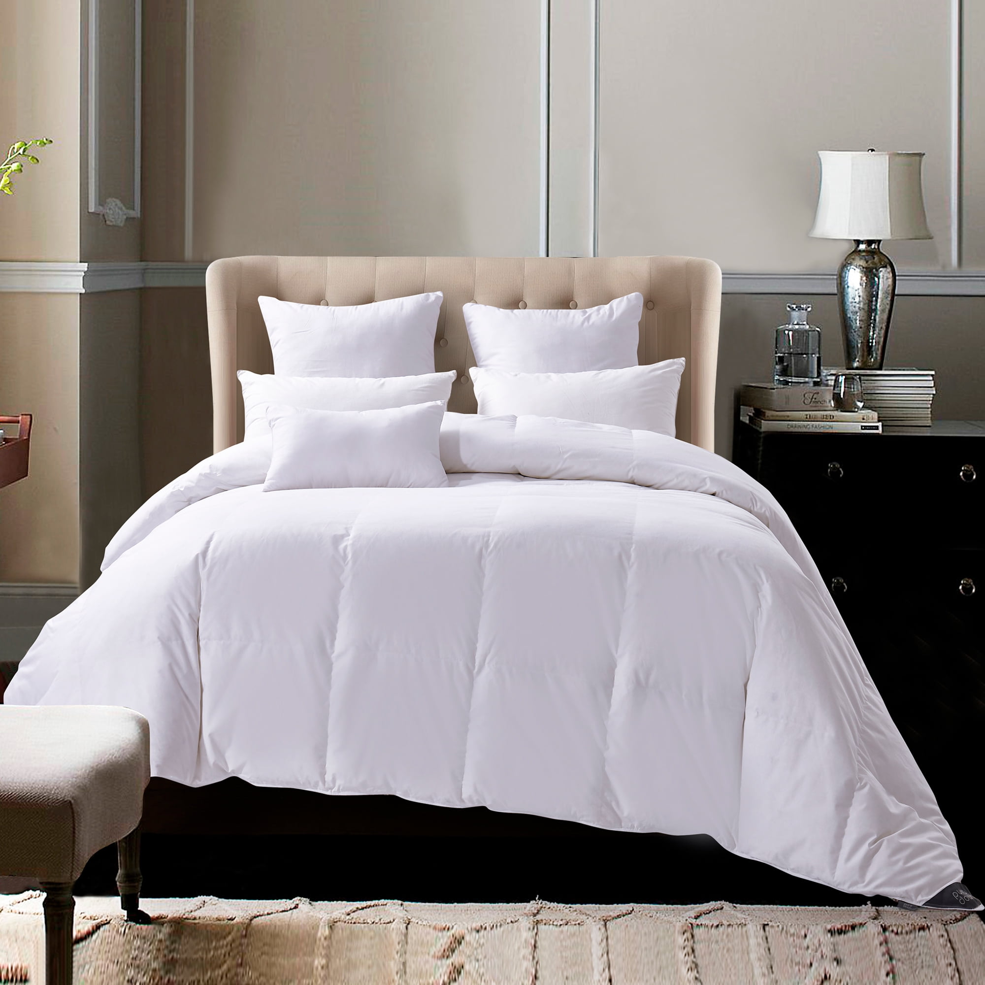 Puredown All Season White Down Comforter 600 Fill Power with Baffled