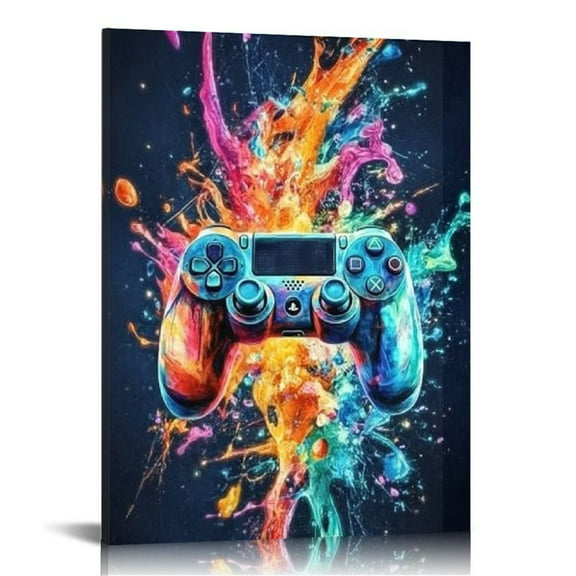 Cool Gaming Wall Art Retro Video Game watercolor Posters Pictures Colorful Neon Gamepad Canvas Painting Prints for Boys Room Kids Game Room Accessories Bedroom Home Decoration