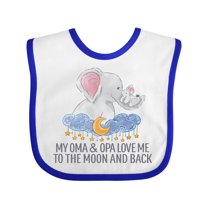 Inktastic My Oma and Opa Love Me to the Moon and Back Elephants Boys or Girls Baby Bib