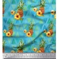 thumbnail image 1 of Soimoi Blue Rayon Fabric Triangle & Pine Fruits Print Sewing Fabric Yard 42 Inch Wide, 1 of 5