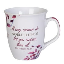 Elanze Designs Proverbs 31 Woman Pink White Leaves 16 Ounce Ceramic Stoneware Coffee Mugs Set of 4