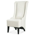 thumbnail image 6 of High Back Armless Dining Chair, Retro Wing Back King Throne Chair with Curved Backrest and Birch Legs, PU Leather Upholstered Accent Chair Side Chair for Living Room Dining Room Bedroom, White, 6 of 7