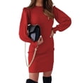 thumbnail image 3 of Jupe Sexy Ajustée à Manches Papillon Col Rond Couleur Unie pour Femmes (Rouge, m), 3 of 5