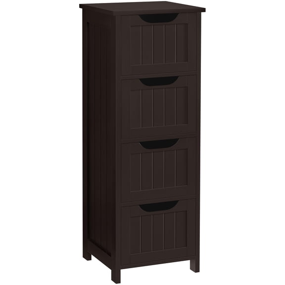 Bathroom Storage Cabinet, 12" W Slim 4-Drawer Design, Espresso