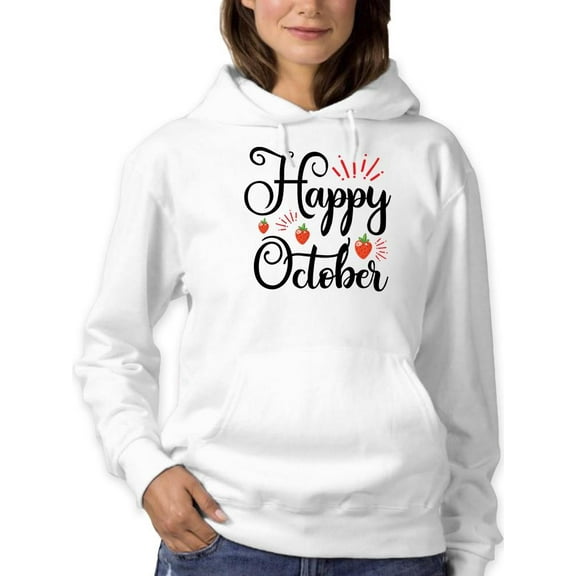 Happy October. Strawberries Hoodie Women -Image by Shutterstock, Female Large