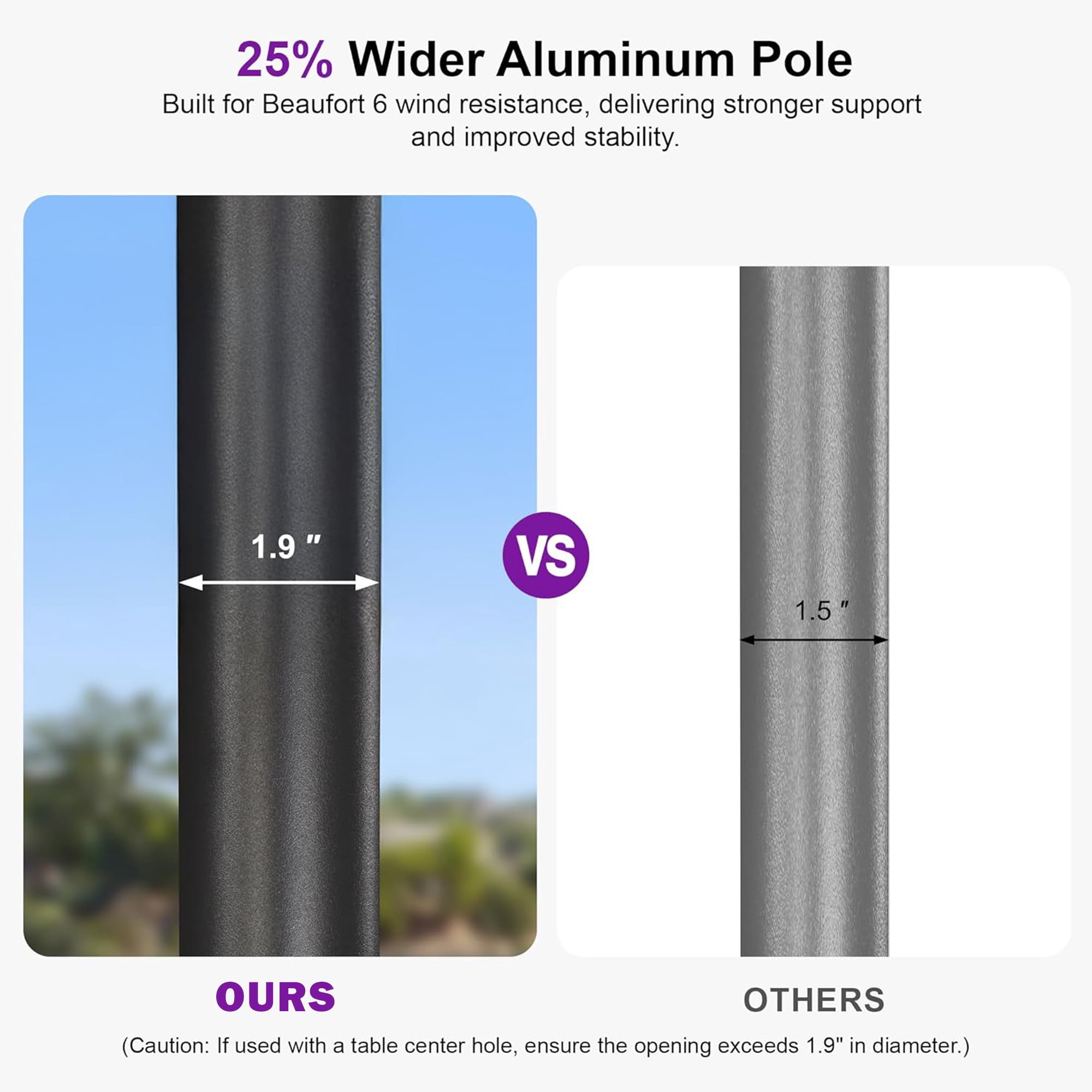 PURPLE LEAF OUTDOOR 8' x 5' Rectangular Semi-Auto Outdoor Patio Umbrella Aluminium Market Umbrella Table Umbrella with 1.89In Rod and 6 Sturdy Ribs for Deck Lawn Pool Garden, Beige