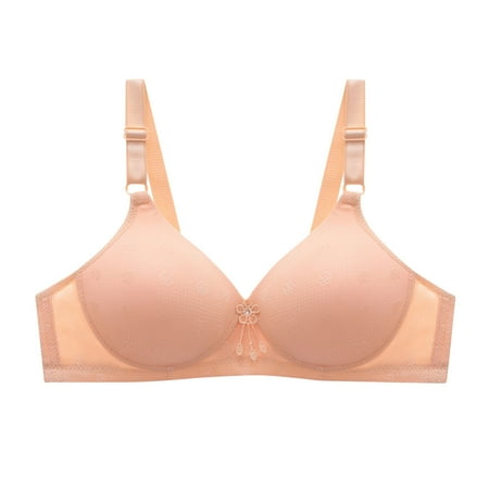 Yyeselk No Underwire Bras for Women Push Up Full Coverage Comfortable Daily Bra Adjustable Straps Wireless Breathable Bra Daily Bra Khaki 42