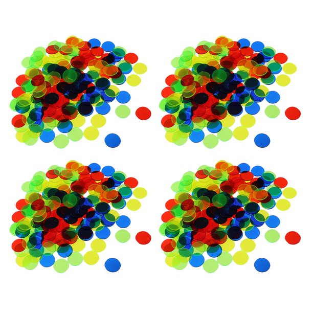 Fichas de juego de bingo Hugo 400 piezas de plástico contadores translúcidos 5 colores 1,5x1,5 cm