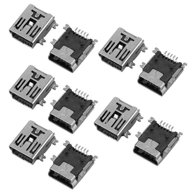 Unique Bargains 10 Pcs Mini USB 5P Female Adapter Jack Solder Connectors