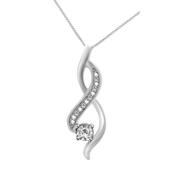 AFFY White Natural Diamond infinity Pendant Necklace in 14k White Gold Over Sterling Silver