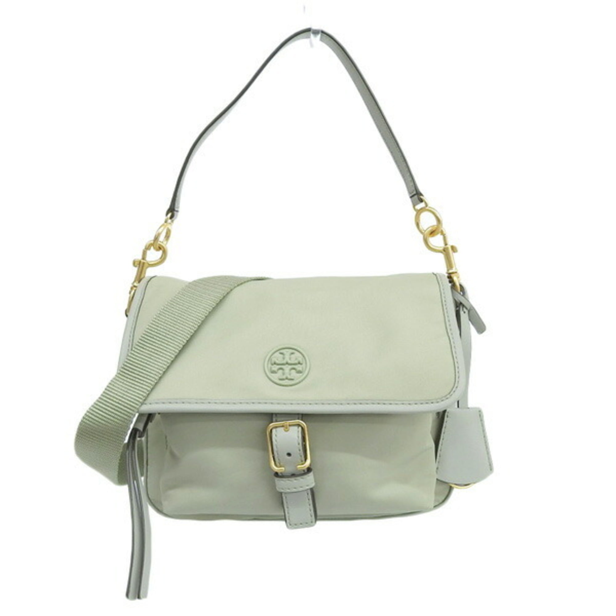 Authenticated Used TORY BURCH Tory Burch Nylon Walker Emboss Small Shoulder Bag  Green 