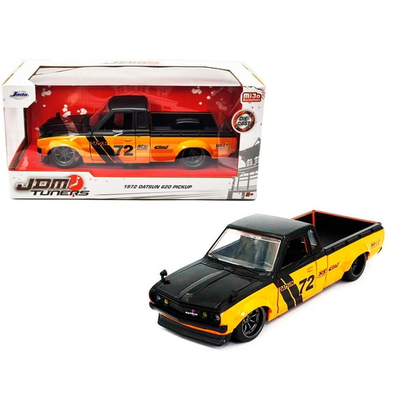 1972 Datsun 620 Pickup #72 Orange and Bright Black "JDM TUNERS" Series 1/24 Diecast Model Car by Jada