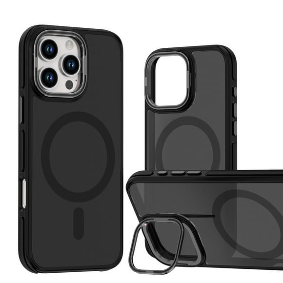 Magsafe Magnet Adsorbs Wireless Charging Metal Holder Case for iPhone 16 Pro Max 15 Pro Max 14 Pro 13 12 11 Hard Protect Cover (Black,For iPhone 14 Plus)