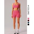 thumbnail image 2 of AEXTO Women's Solid Crop Sports Bra & High Waist Shorts Sportswear Set, Casual U Neck Sleeveless Crop Top & Skinny Shorts, Ladies Sportswear for Indoor Outdoor Wear, 2 of 9