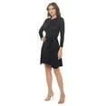 thumbnail image 4 of Women's Long Sleeve Midi Cocktail Dress, Round Neck, Sexy, for Formal, Wedding Guest, Party(Black Large Size), 4 of 6