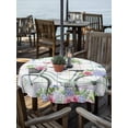 thumbnail image 2 of Outdoor Tablecloth with Umbrella Hole for Patio/Picnic/Party/Camping, Spring Waterproof Table Cloth Round Cover Washable, Bicycles Botanical Leaves Rose Colorful Stripes (Dia 60"), 2 of 8