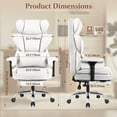 thumbnail image 3 of COOLHUT Large Executive Leather Office Chair with Footrest, Ergonomic Reclining Design, High Back and Lumbar Support, Ideal for Big and Tall Users, Perfect for Home Office or Computer Desk Use, White, 3 of 10