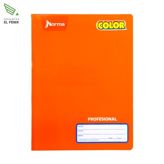 Cuaderno Norma Color Cosido Profesional Cuadro Grande 100 Hojas Naranja