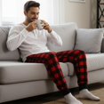 thumbnail image 6 of #followMe Men's Microfleece Buffalo Plaid Pajama Pants with Pockets: Comfortable Joggers (Red and Black Buffalo Plaid Jogger, Large), 6 of 7