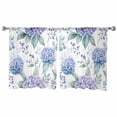 thumbnail image 2 of Blue Purple Spring Floral Semi Sheer Curtains 54 Inch Length 2 Panels Set, Summer Botanical Elegant Sheer Kitchen Curtain Privacy Voile Window Curtain for Living Room Bedroom Rod Pocket Drapes, 2 of 7