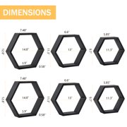 Oumilen Black Hexagon Floating Shelves, Set of 6