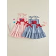 thumbnail image 3 of BemeyourBBs Kids Toddler Baby Girl 4th of July Dress Outfit Baby Girl Independent Day Summer Dress Patriot American Flag Embroidery Spaghetti Strap Sleeveless Square Neck Ruffled Dress, 3 of 9