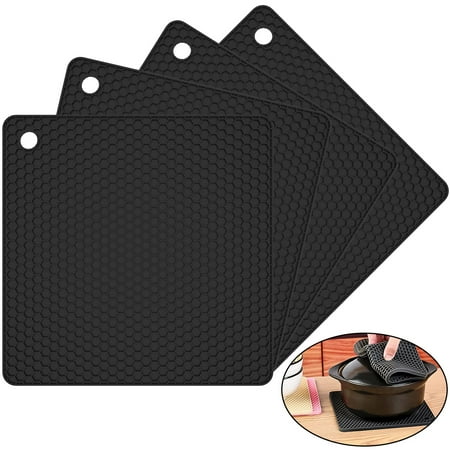 

Lieonvis 4Pcs Silicone Trivet Mats Hot Pot Holders Drying Mat Durable Spoon Rest Flexible Pot Coaster Heat Resistant Hot Pads Multifunctional Drying Mat Dishwasher Safe for Kitchen Counter