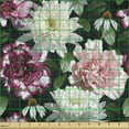 thumbnail image 2 of Ambesonne Vintage Floral Fabric by the Yard Upholstery, Flower Bud Leaf View, 2 Yards, Forest Green and Pink, 2 of 5