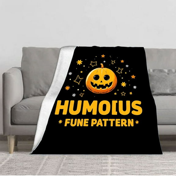 Cozy Flannel Blanket with Festive Pumpkin Pattern - Soft Warm Durable Throw for Sofa Travel Bed and Chair - Perfect for Halloween
