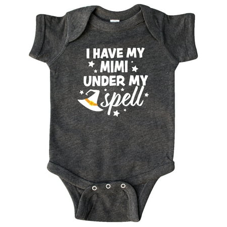 

Inktastic I Have My Mimi Under My Spell with Cute Witch Hat Gift Baby Boy or Baby Girl Bodysuit