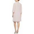 thumbnail image 2 of Alex Evenings Short Round Neck 3/4 Sleeve A-line Chiffon Dress, Women's, 2 of 4